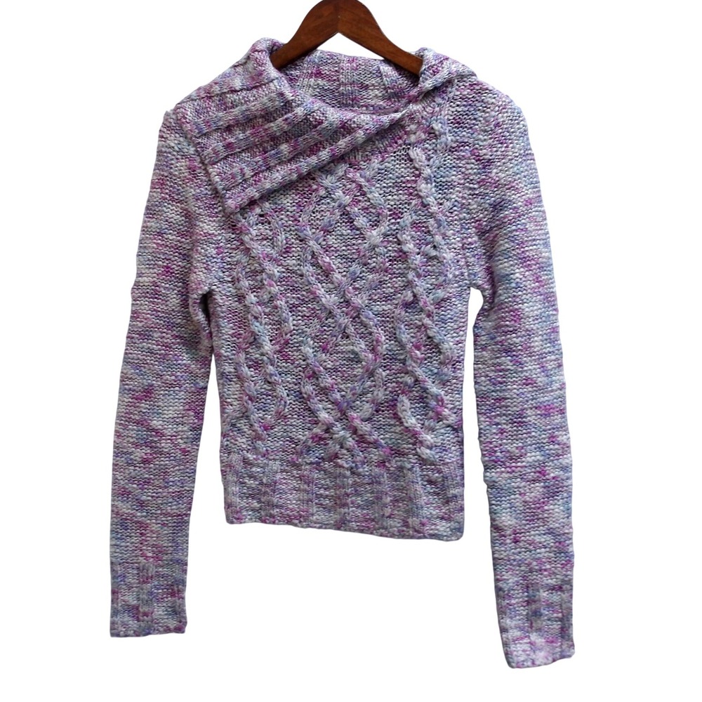Guess Authentic Womens S P‎ Multicolored Cable Knit Sweater Funnel Neck / #1286